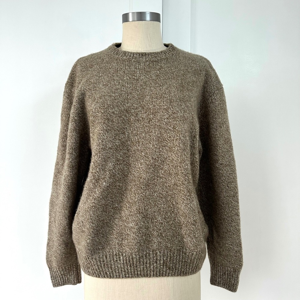 Cabelas Wool Blend Crewneck Sweater Mens L Regular Taupe Brown Womens‎